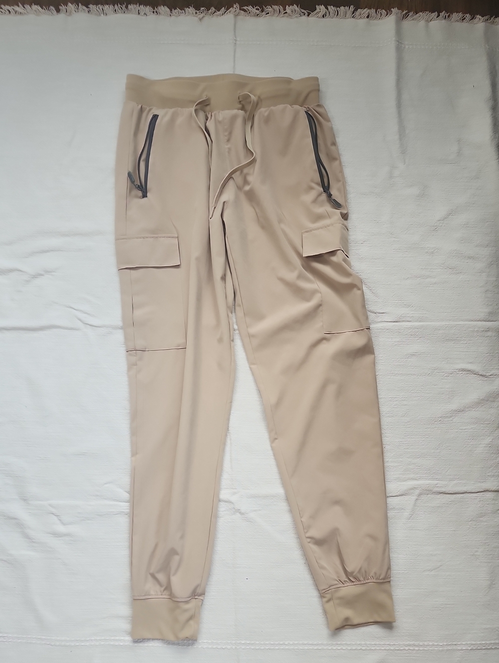 Women's Beige Cargo Jogger Pants - Neutral Comfort